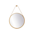 Round Bamboo Wall Mirror with Leather Strap**